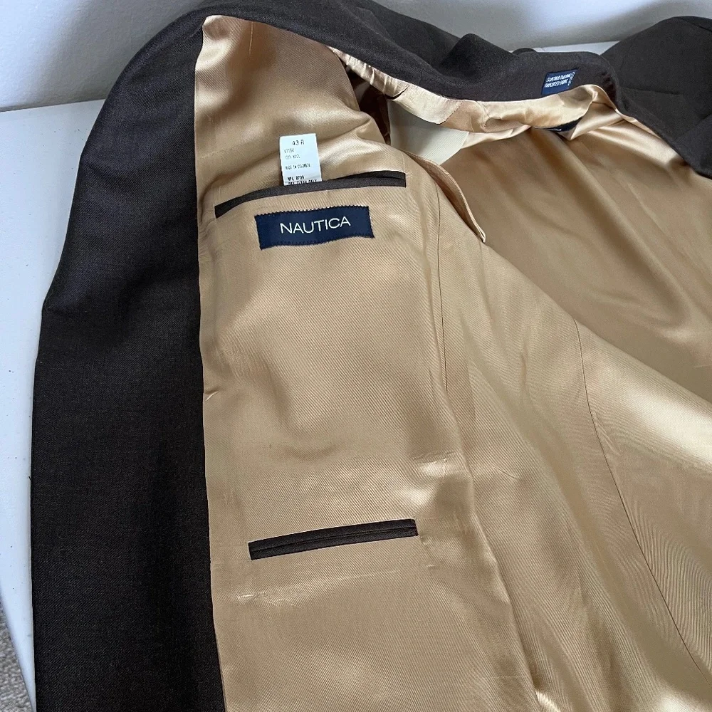 Nautica Men’s Brown Modern-Fit Suit Jacket size 43R
